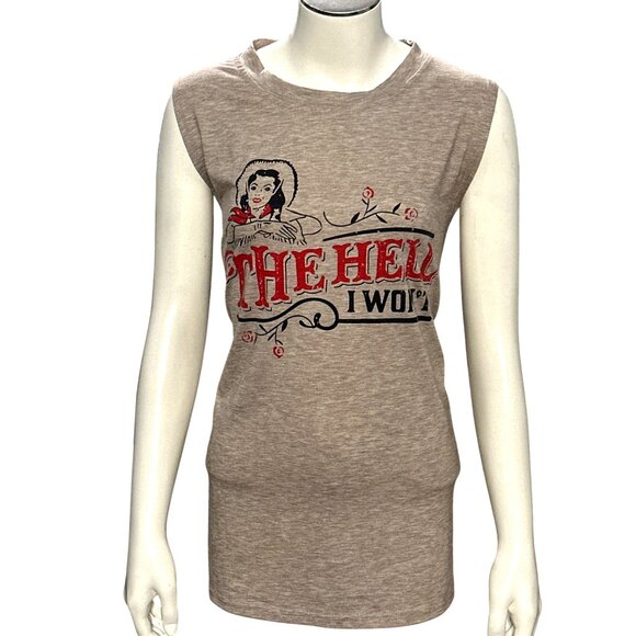 CCC Brown Sleeveless The Hell I Wont Graphic Tee Size XL - Picture 1 of 8